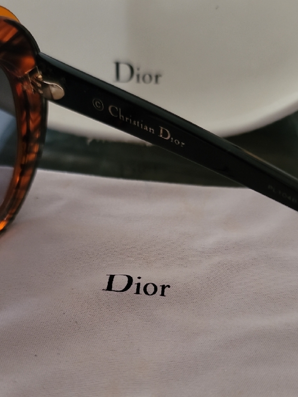 Dior Amber Tortoiseshell Cat-Eye Sunglasses with Dark Gray Lenses - Picture 3 of 3